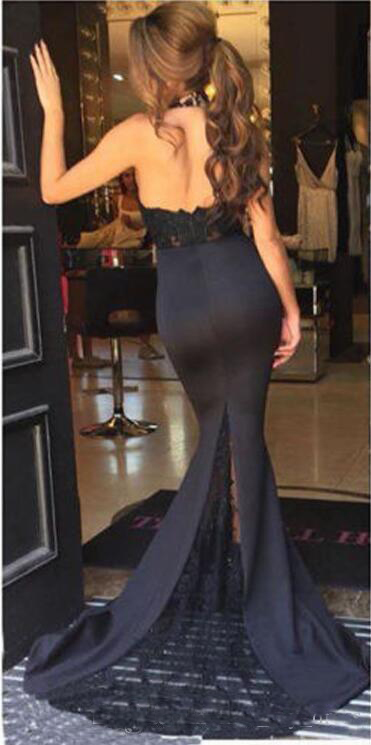 New Coming Backless Lace Evening Dress Halter Mermaid Black Appliques Illusion Sheer Formal Party Evening Gowns Custom Made Mother Dresses