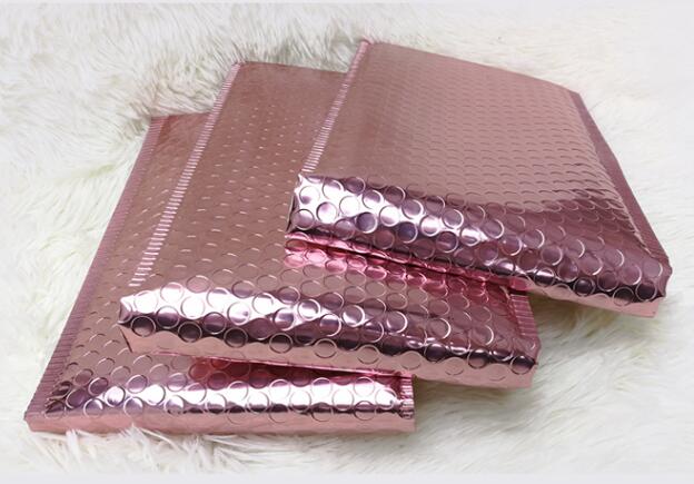 Rose Gold Bubble Envelop Metallic Rose Gold Foil Bubble Mailer for Gift Packaging, Wedding Favor Bag