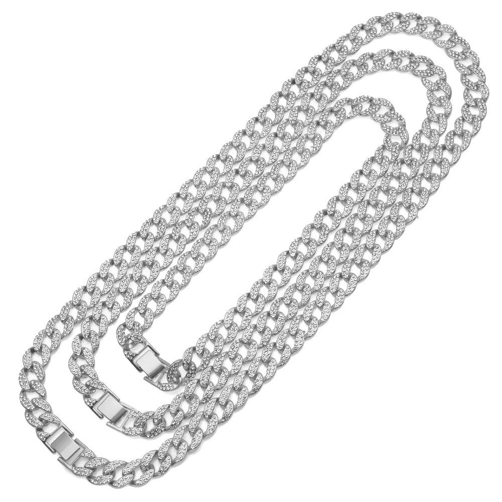 Hip Hop Top Selling Vintage Fashion Jewelry Stainless Steel High Quality ice out miami cuban chain Full CZ Crystal Necklace For Women Men