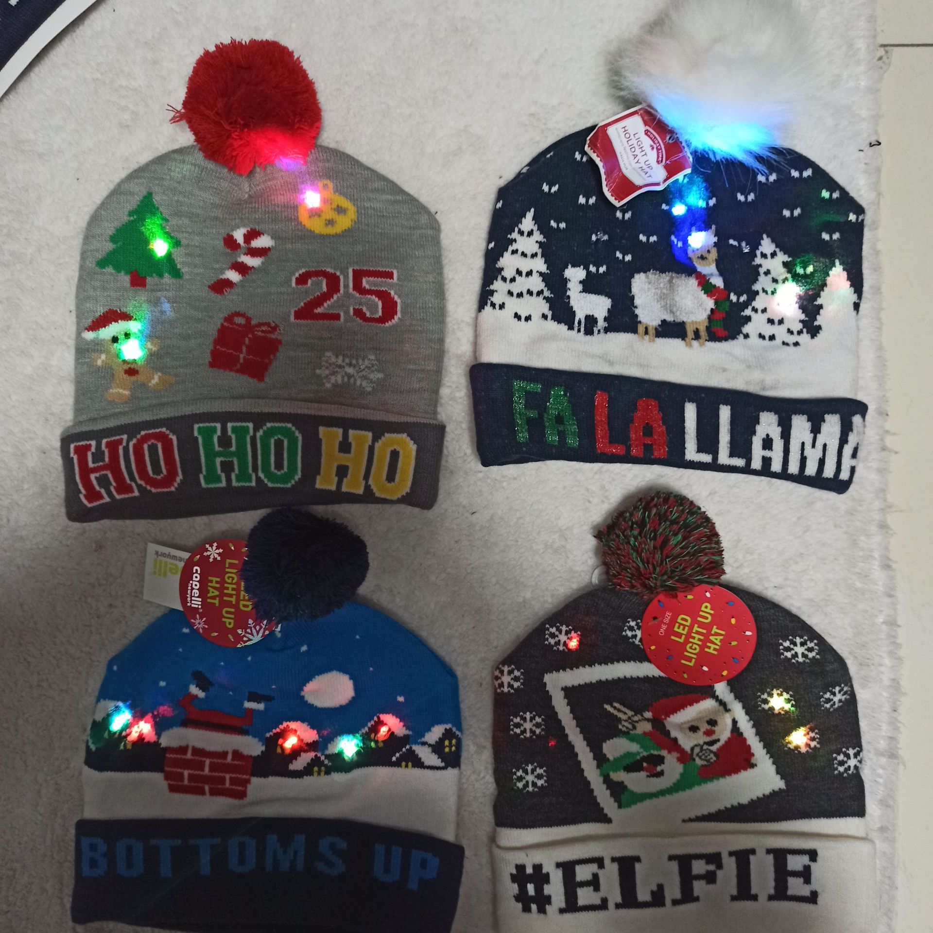 Kids Christmas Hats LED Light UP Hat Santa Claws Funny Hats Knitted Hat for Kid For Christmas Party