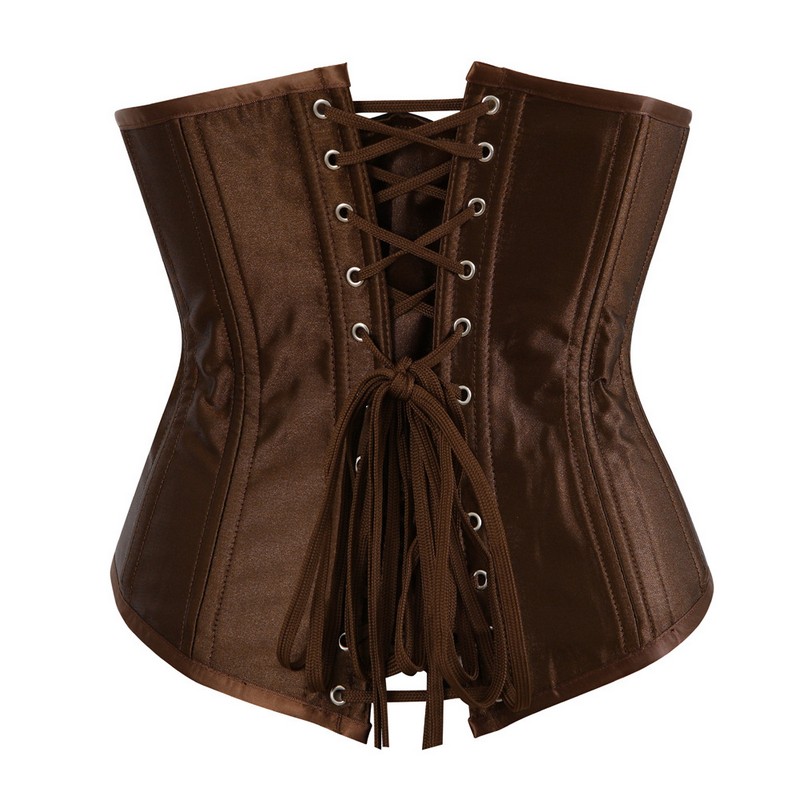 Women Black Corset Top 12pcs Steel Boned Satin Underbust Padded Lace-up Bodyshapers Waist Train Corset Slim Body Shaperwear Plus Size XS-6XL