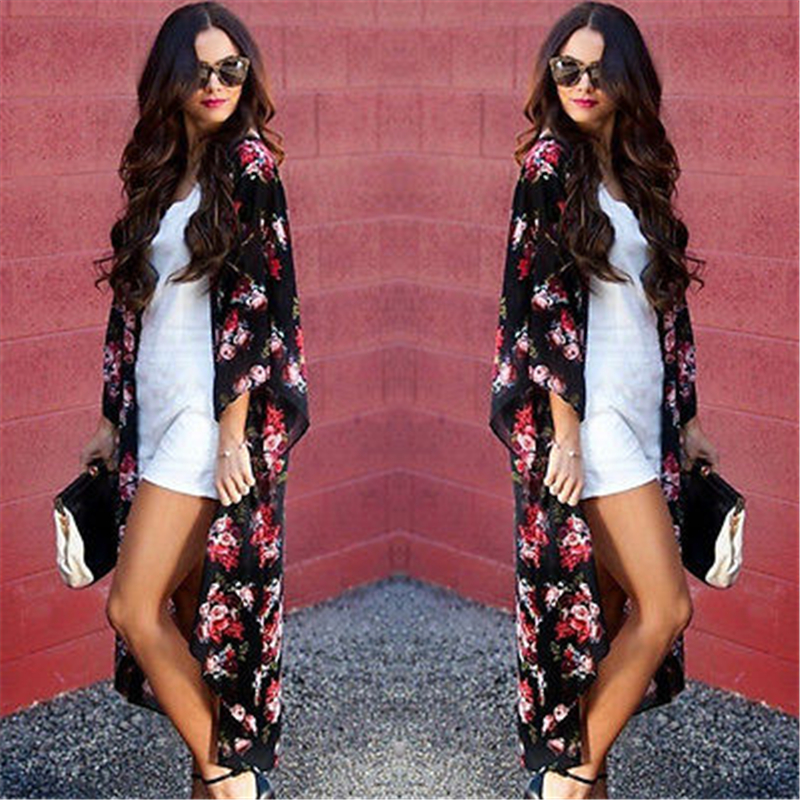 Boho Women Floral Print Chiffon Casual Loose Blouse Half Sleeve kimono Cardigan Beach Long Shirts Summer
Boho Women Floral Print Chiffon Casual Loose Blouse Half Sleeve kimono Cardigan Beach Long Shirts Summer
