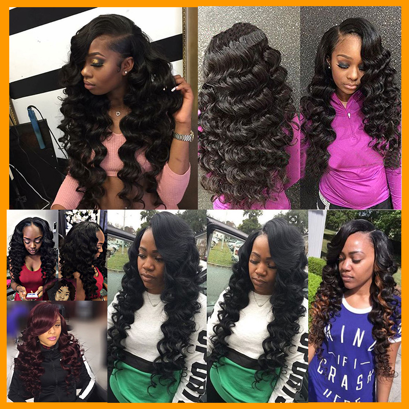 Loose Deep Curly Body Virgin Human Hair Extensions Wefts 3/4pcs With Lace Closure Straight Water Human Hair Bundles With Closure