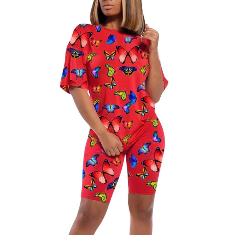 2020 Summer Women Sets Casual Butterfly Print Set Short Sleeve And Trouser Sport Two-piece Outfit Knee Length Woman Clothes Sets, Dark blue
2020 Summer Women Sets Casual Butterfly Print Set Short Sleeve And Trouser Sport Two-piece Outfit Knee Length Woman Clothes Sets, Dark blue
