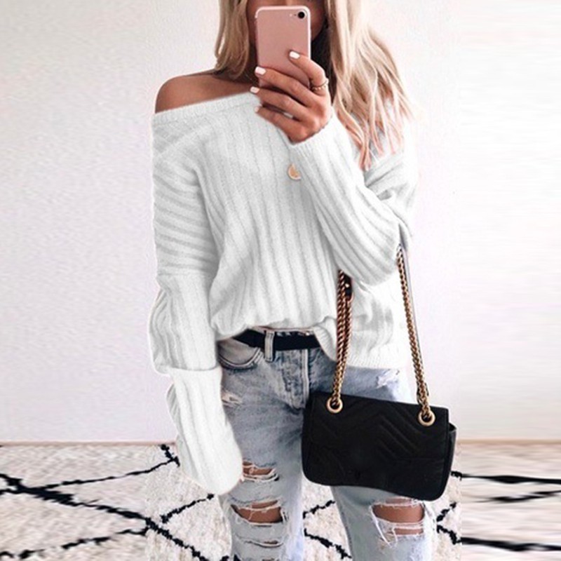 Women Autumn Sweater Khaki Strapless Shoulder Winter Long Sleeve Oversize Jumper Knitted Loose Fashion Pullover Femme, Gray
Women Autumn Sweater Khaki Strapless Shoulder Winter Long Sleeve Oversize Jumper Knitted Loose Fashion Pullover Femme, Gray