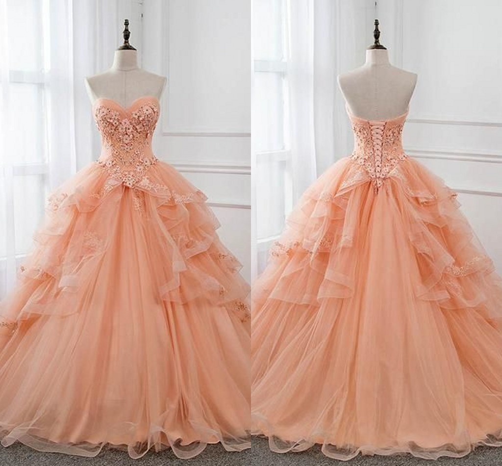 2020 Light Coral Prom Ball Gown Quinceanera Dresses Ruffle Pleated Applique Beaded Lace Strapless Lace-up robes de soirée Sweet 16 Dress
2020 Light Coral Prom Ball Gown Quinceanera Dresses Ruffle Pleated Applique Beaded Lace Strapless Lace-up robes de soirée Sweet 16 Dress