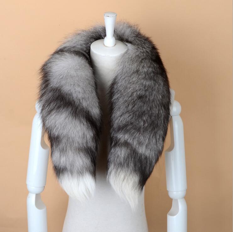 Men Women Genuine Fox Fur Scarf 100% Real Natural Fox Fur Collar Scarves Wraps Good Quality Fur Ring Muffler D19011004