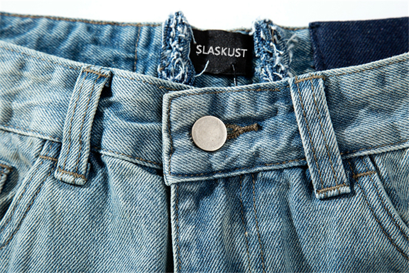 High Quality Wholesale Price Strapped Pocket Distressed Jeans Slim Tapered Biker Jeans Hip Hop Streetwear Men's Jeans