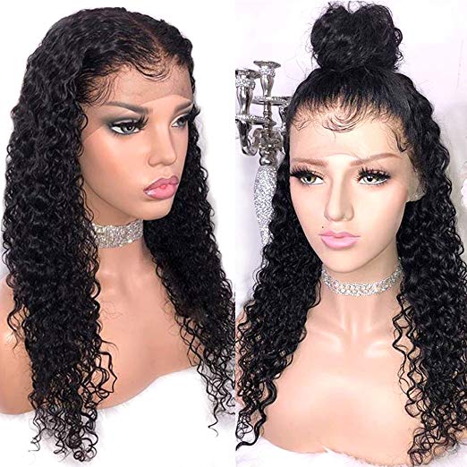 Hd transparent perruqued frontal wigs 150% density gluleless frontal wig water wave curly 100% brazilian human hair