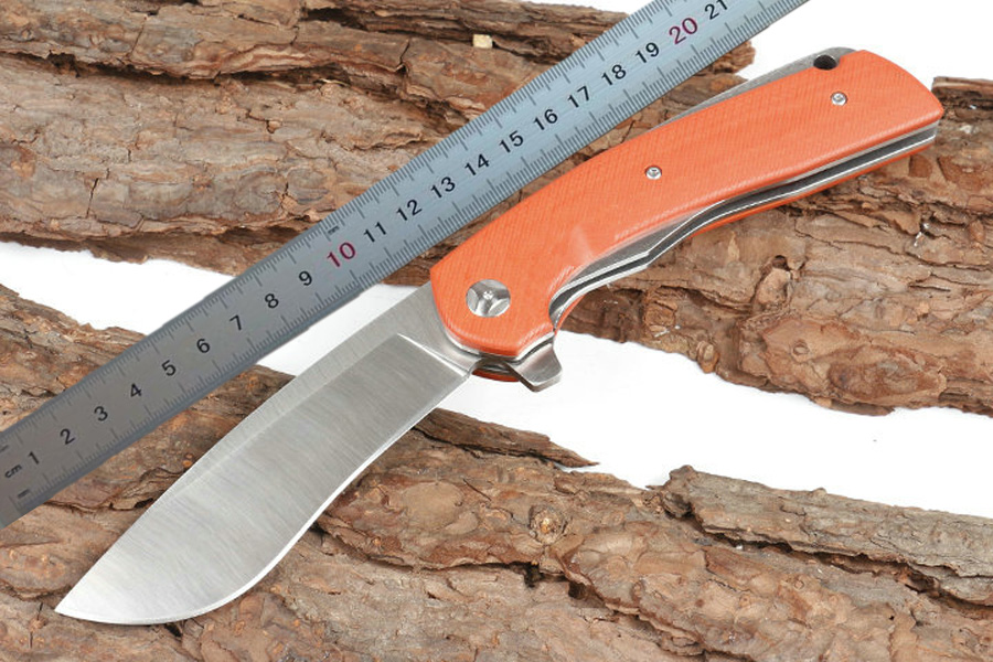 High Quality 3 Colors Ball Bearing Flipper Folding Knife D2 Satin Drop Point Blade G10 + Stainless Steel Sheet Handle With Retail Box