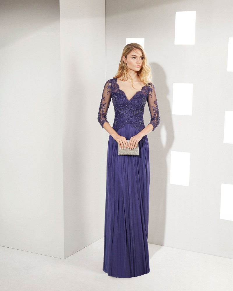 2019 Chic Mother Of The Bride Dresses V Neck Lace 3/4 Long Sleeves Wedding Guest Dress A Line Chiffon Elegant Evening Gowns