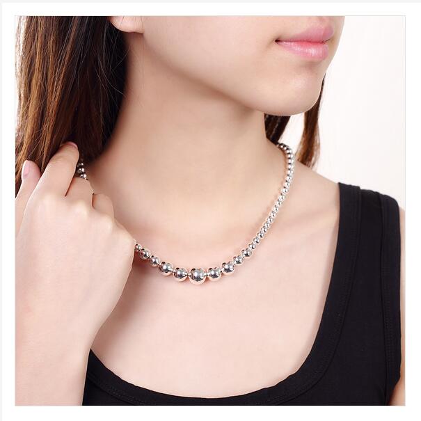 Wholesale Big small Beads necklace sterling silver plate necklace STSN195,brand new fashion 925 silver Chains necklace factory direct sale