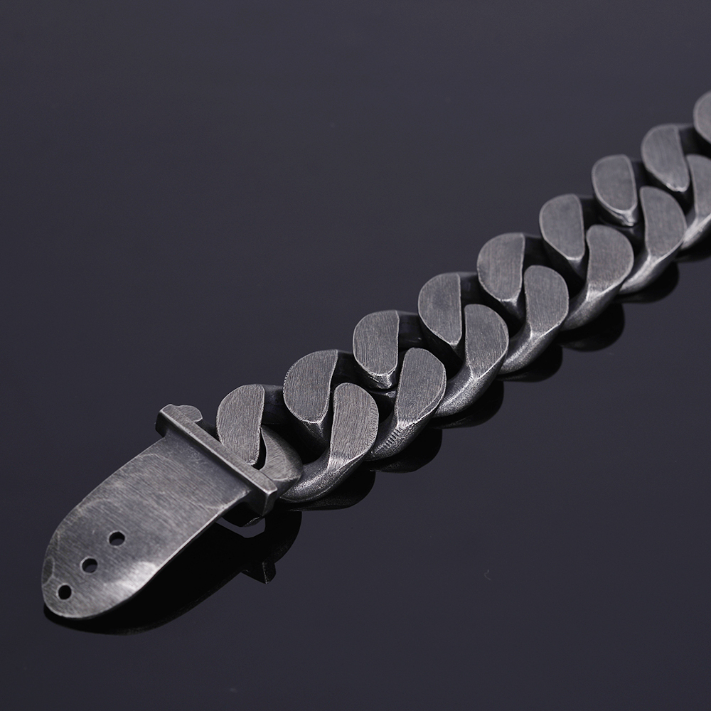 24mm Wide Friendship Mens Bracelets 2018 Black Stainless Steel Charm Man Bracelet Men With Belt Buckle Chain Link Metal Jewelry J190625