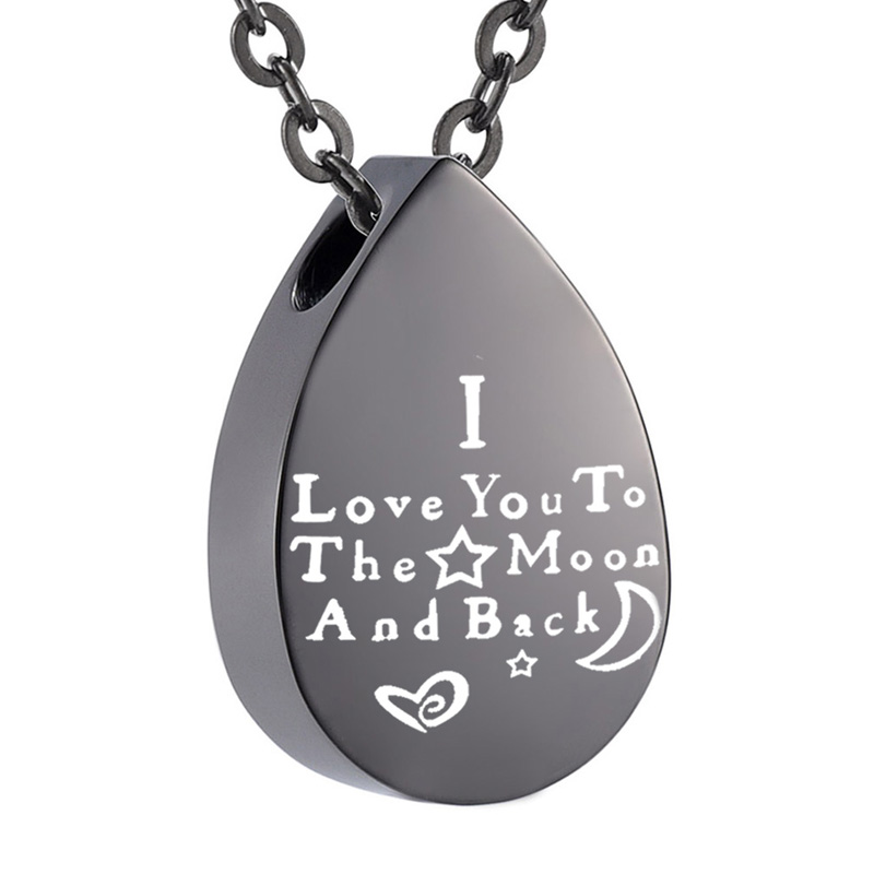 I Love You to The Moon And Back Cremation Ashes Jewelry Teardrop Urn Pendants Ashes Holder Memorial Keepsake Necklace for Pet/Human
I Love You to The Moon And Back Cremation Ashes Jewelry Teardrop Urn Pendants Ashes Holder Memorial Keepsake Necklace for Pet/Human