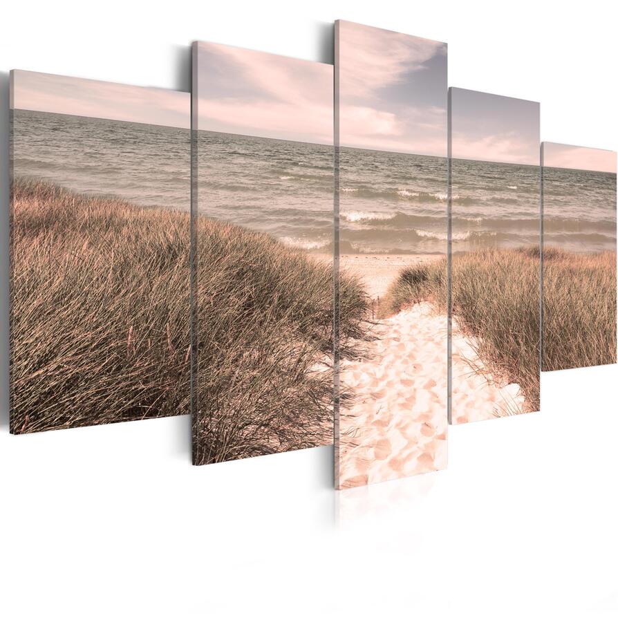 (No Frame)Modern Scenic Beach Grassland Canvas Print Modern Art Painting Fashion Design for Home Decoration, Choose Color & Size