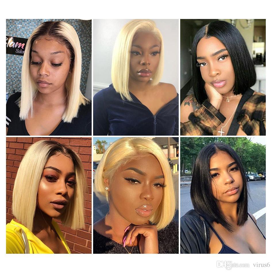 short pixie cut wigs brazilian human remy hair customized 150 density lace front wig 1b27 for black women side part