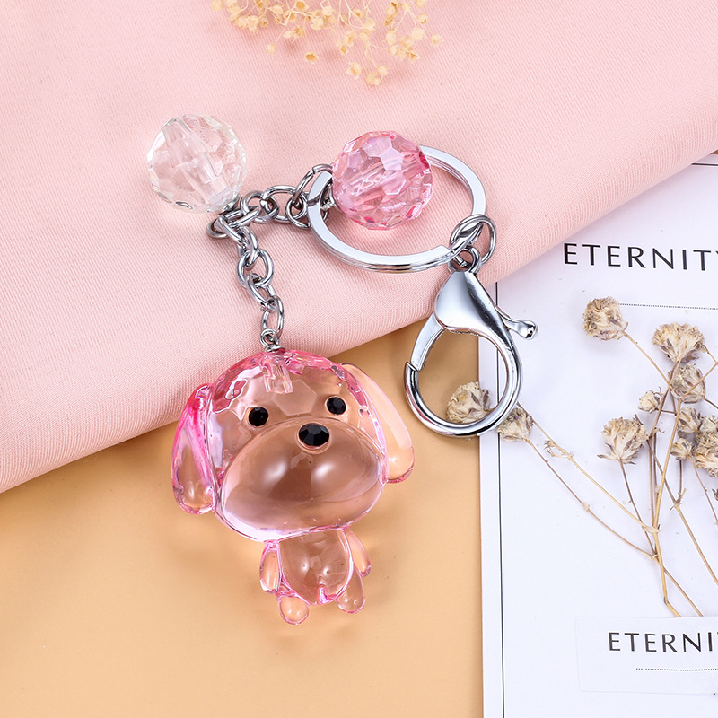Transparent Crystal Dog Keychain Love Rope Key Chains Decorative Pendants for Women Bags Accessories Car Key Cute Gifts