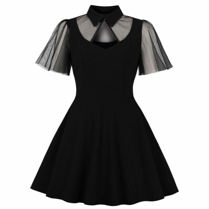 Women Summer Casual Vintage Dress Black Gothic Lace See Through Stylish Mesh Sleeve Hollow Sexy Goth Party Elegant Swing Dresses
Women Summer Casual Vintage Dress Black Gothic Lace See Through Stylish Mesh Sleeve Hollow Sexy Goth Party Elegant Swing Dresses
