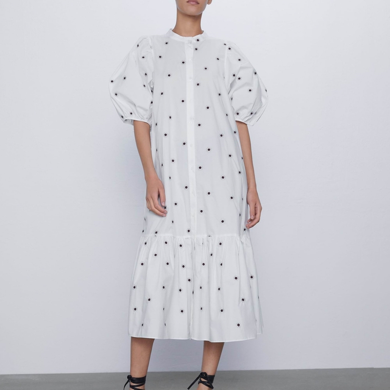 Summer Dress Loose and Long Style 2020 New Fashion Embroidery Short Sleeve Mid Calf Women White Dresses 
Summer Dress Loose and Long Style 2020 New Fashion Embroidery Short Sleeve Mid Calf Women White Dresses