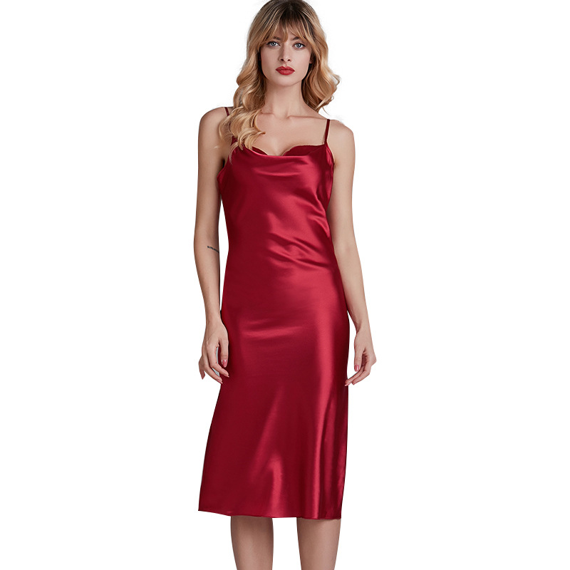 Women' Silk Spring and Summer Elegant Swing Collar Thin Nightdress Home Wear Can Be Worn Outside, Red
Women' Silk Spring and Summer Elegant Swing Collar Thin Nightdress Home Wear Can Be Worn Outside, Red