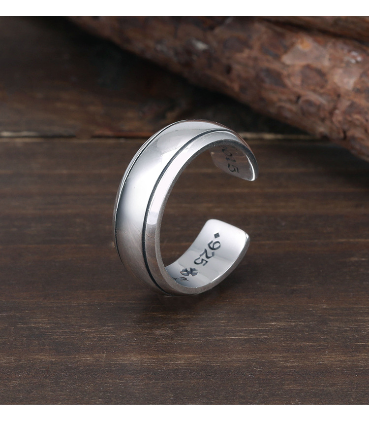 925 sterling silver American European hand-made designer vintage jewelry antique silver smooth plain band open ring
