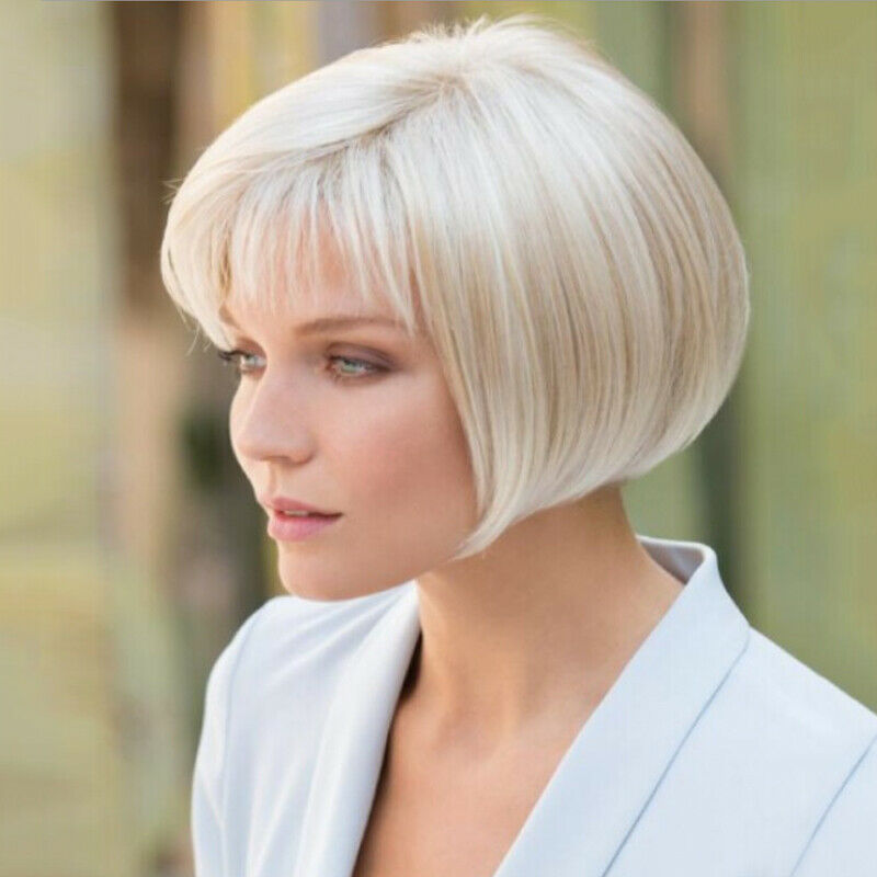 Ladies Wig Women Short Straight Natural Hair Cosplay Wigs Silver Wig Daily Use