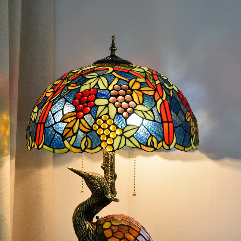 American pastoral grape decoration glass table lamp Tiffany stained glass living room dining room decoration table lamp TF086