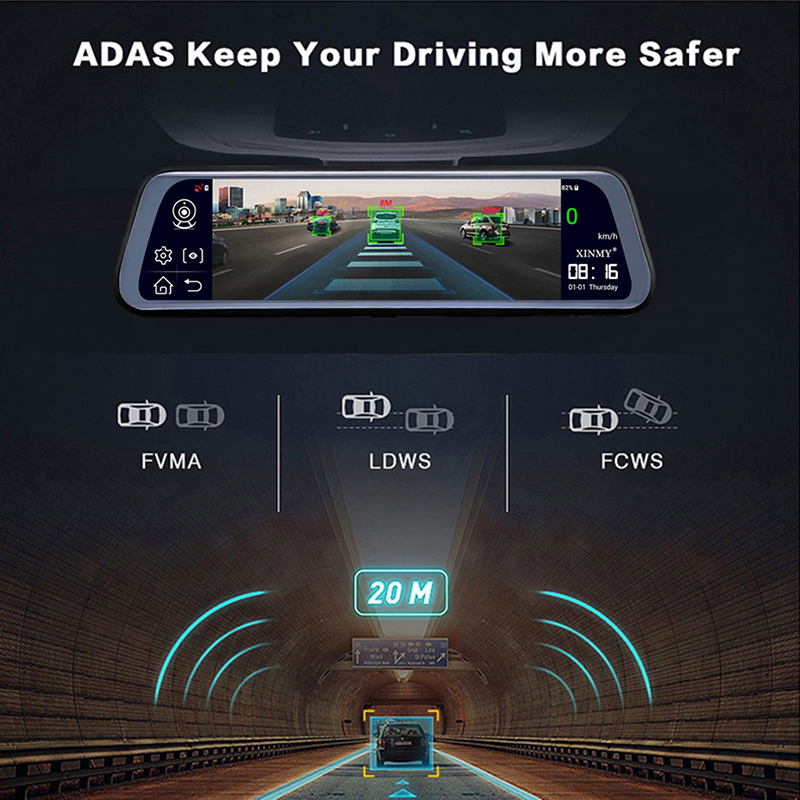 4G ADAS Car DVR 10 inch Android Wifi Full Stream Media Rear View Mirror 2G+32GB Flash Memory With GPS HD 1080P Car Dual Lens Video Recorder