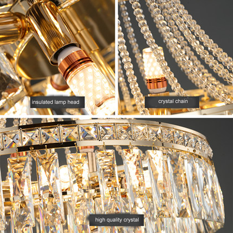 Modern Gold Crystal Chandeliers Lights Fixture LED Crystal Chandelier American Villa Stair Spiral Big Long Drop Lamp Home Indoor Lighting