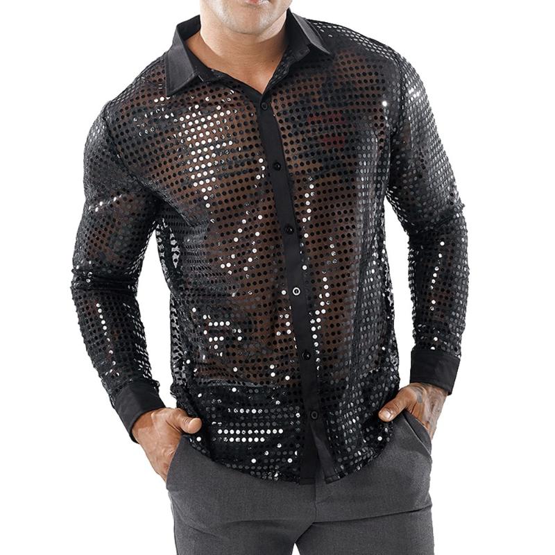 JAYCOSIN Fashion Men Autumn Night Club Sequins Shirts Long Sleeve Sexy Hollow Shirt Perspective Turn Down Collar Top Blouse 129, Black
JAYCOSIN Fashion Men Autumn Night Club Sequins Shirts Long Sleeve Sexy Hollow Shirt Perspective Turn Down Collar Top Blouse 129, Black