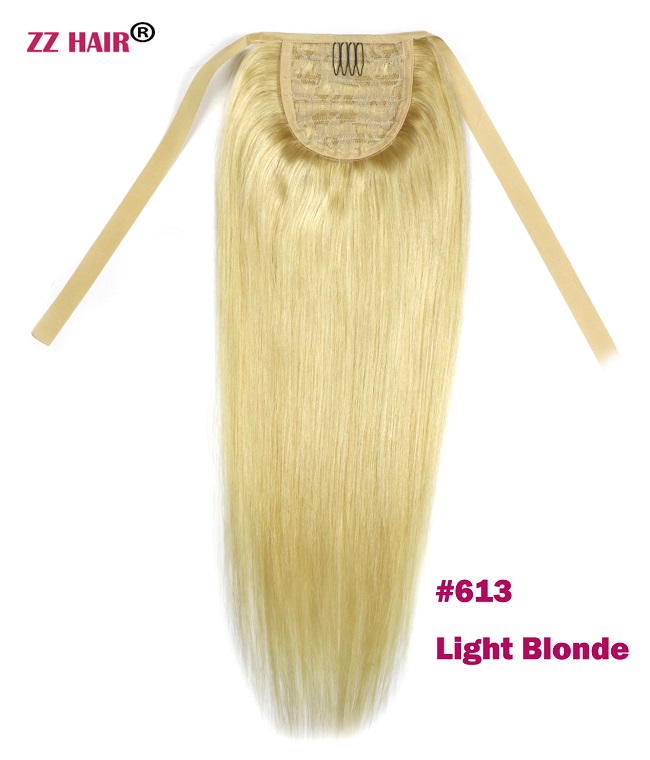 16"-24" Ribbon Ponytail Horsetail 60g-80g Clips in/on 100% Brazilian Remy Human hair Extension Natural Straight