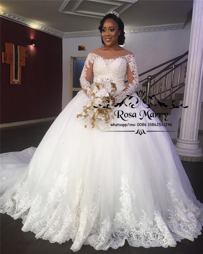 Princess Ball Gown Lace Bellanaija Wedding Dresses 2020 Vintage Long Sleeves Sequined Beaded Nigeria African Vestido De Novia Bridal Gowns
