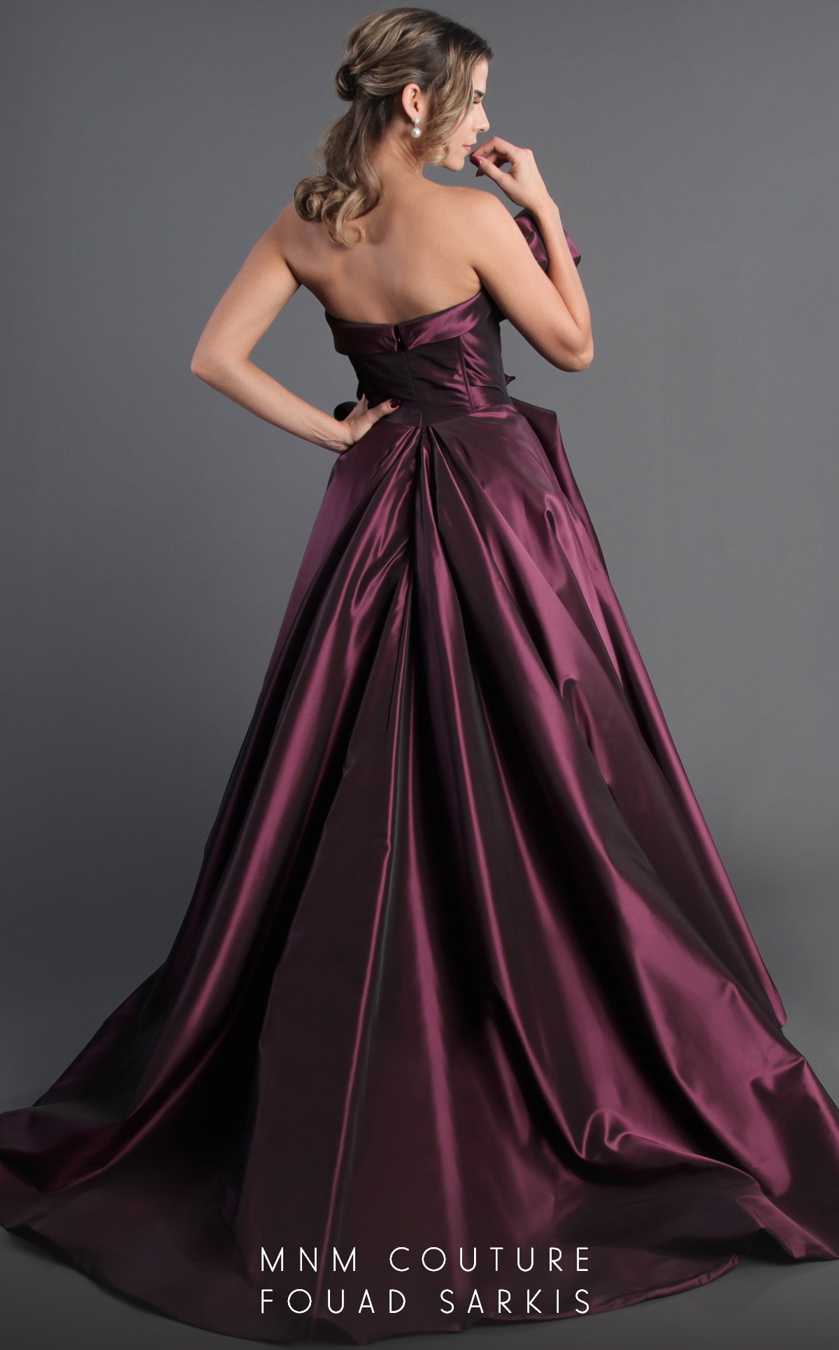 Dark Purple Evening Gowns Sweetheart Satin Ruffles A Line Sweep Train Custom Made Prom Dress Cheap Formal Party Dress