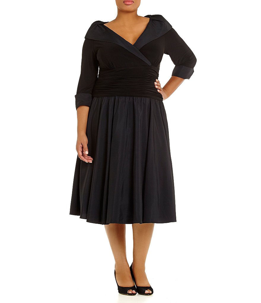 Plus Size Mother Of The Bride Dresses V Neck Half Long Sleeve Tea Length Custom Made Prom Dress Formal Evening Gowns