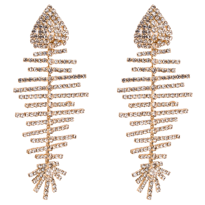Fashion-multilayer set diamond fishbone earrings female claw chain fashion earrings Bohemian style