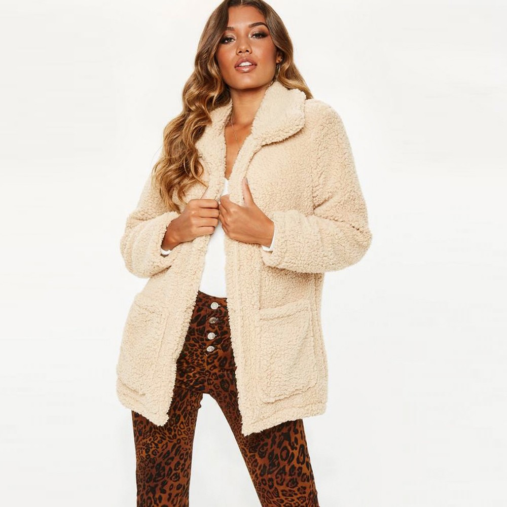 2018 Women' Lapel Long Sleeve Faux Shearling Coat Winter Boyfriend Winter Faux Coat New arrival, Beige
2018 Women' Lapel Long Sleeve Faux Shearling Coat Winter Boyfriend Winter Faux Coat New arrival, Beige