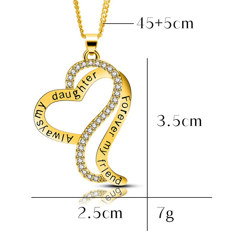 "Alwaysmy daughter forever my frlend" infinite heart pendant necklace, fashion women's and girls' jewelry, Easter anniversary Moth
