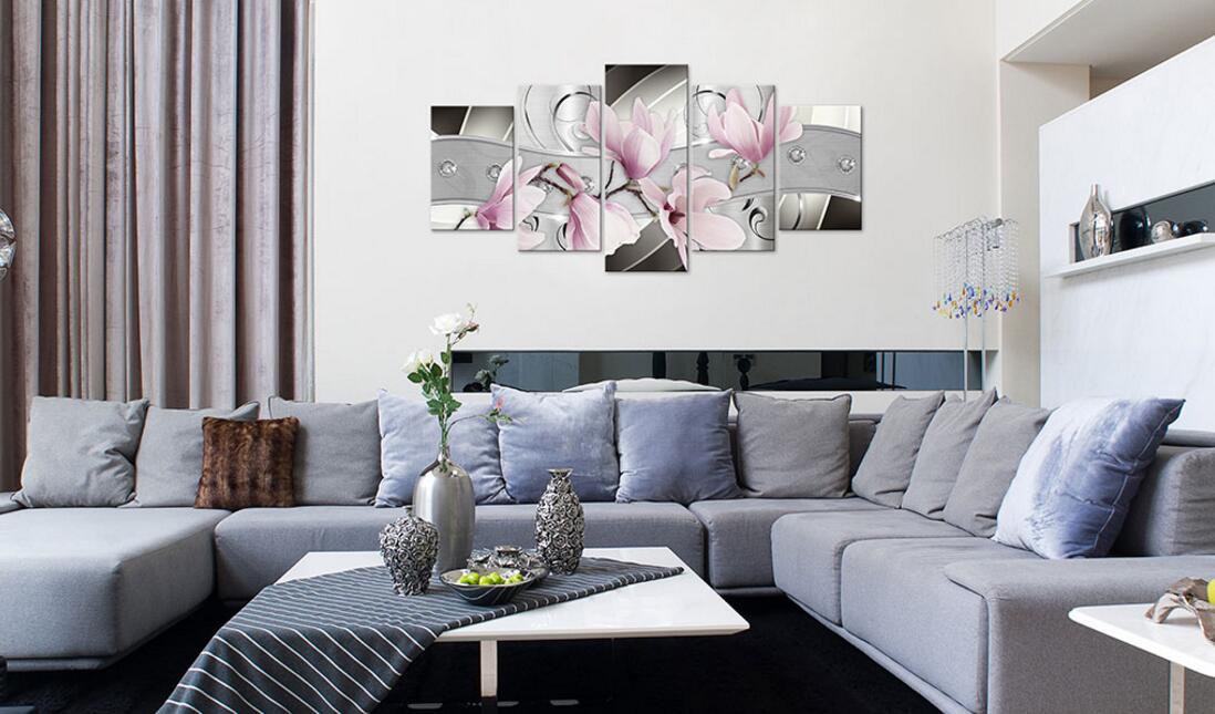 HD 5PCS/Set Diamond Flower Art Print Frameless Canvas Painting Wall Picture Home Decoration,Choose Color And Size(No Frame)