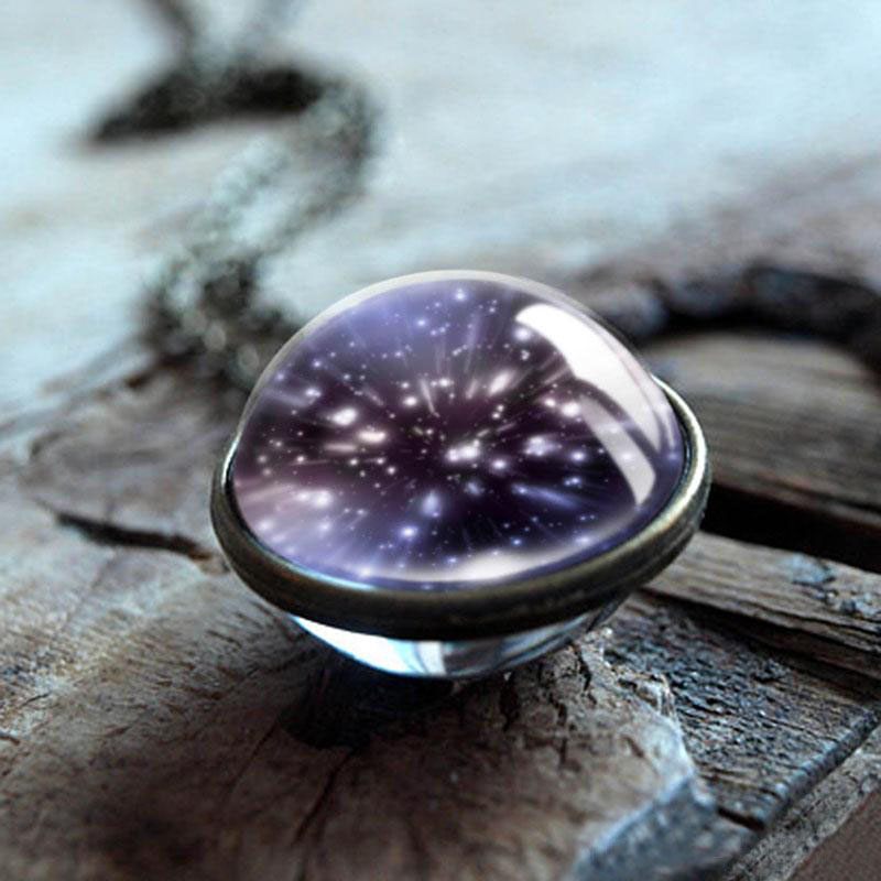 Nebula Galaxy Double Sided Pendant Necklaces For women Mens Glass Art Picture Handmade Statement Universe Planet Jewelry in Bulk