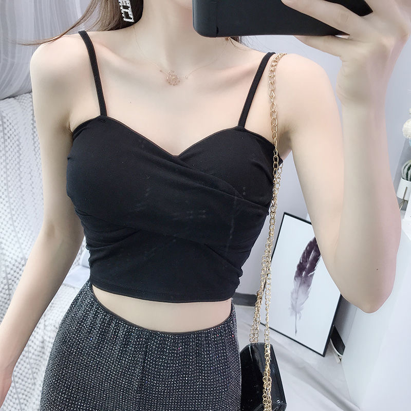 Spring Summer Plus Size Female Bottoming Crop Bra Top Solid Color Sexy Camisole Sling Tank Tops Knitting Elasticity Fashion Vest, Black
Spring Summer Plus Size Female Bottoming Crop Bra Top Solid Color Sexy Camisole Sling Tank Tops Knitting Elasticity Fashion Vest, Black