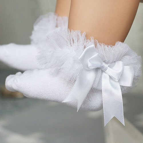 0-6T Kids Girls bow ruffle Socks Baby Tutu Yarn Lace Bow Socks Infants Children Princess Dancing socks C6116