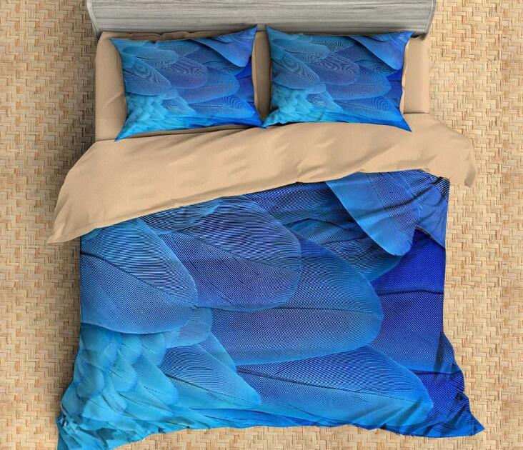 Feather Pattern Bedding Set 3D Peacock Colorful Feather Printing Duvet Cover with Pillowcase Full Queen King Size