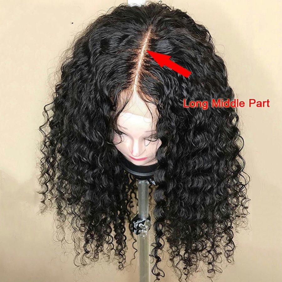 Synthetic Afro Kinky Curly Wig Simulation human hair Natural Soft Heat Resistant Lace Front Wigs for Amercan Black Women middle part