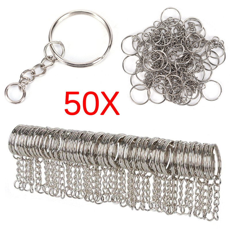 Fashion-Color 25mm Keyring Keychain Split Ring With Short Chain Key Rings Women Men Diy Key Chains Accessories 200pcs