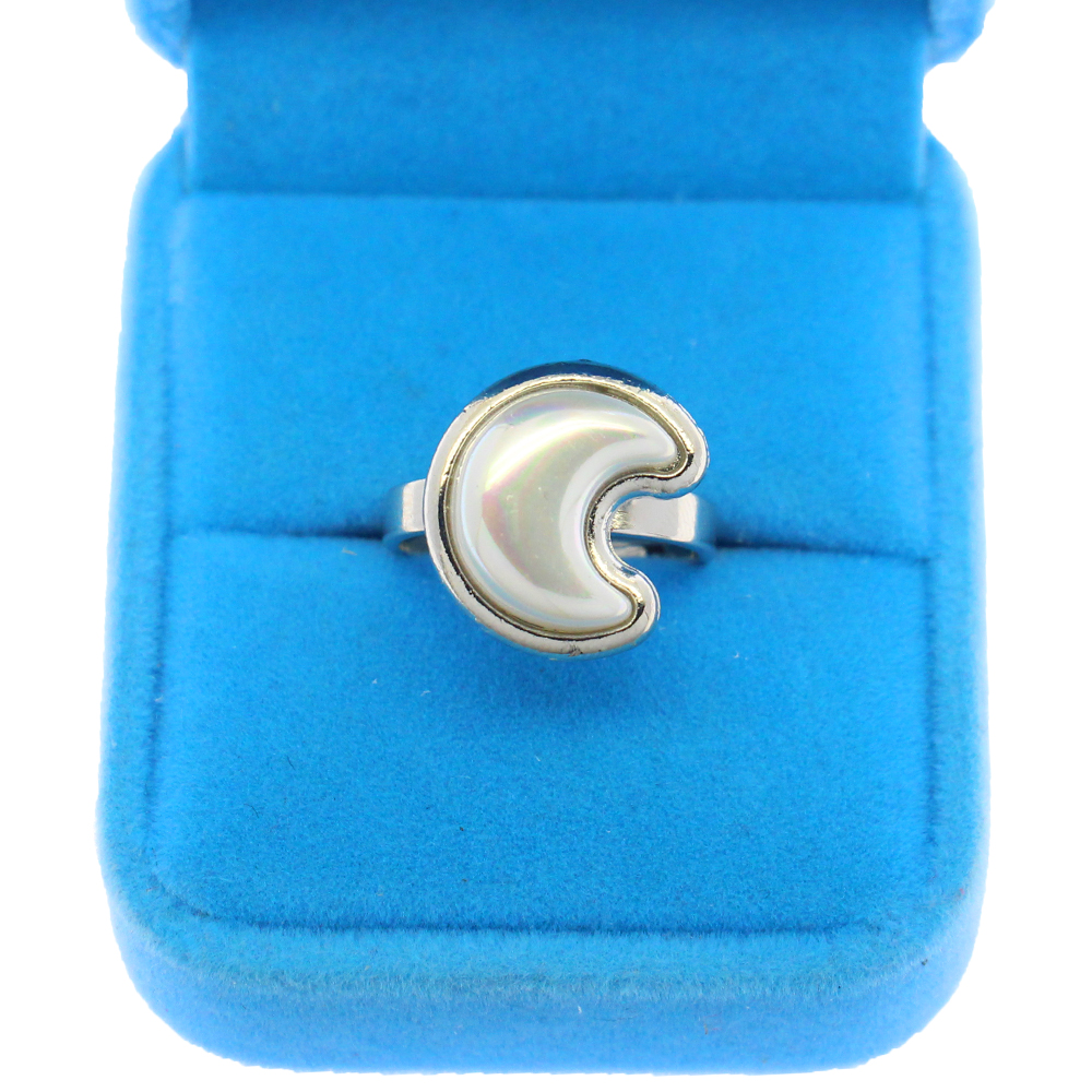 Fashion surprise gem gifts natural shell crescent silver ring women refined simple ring wholesale