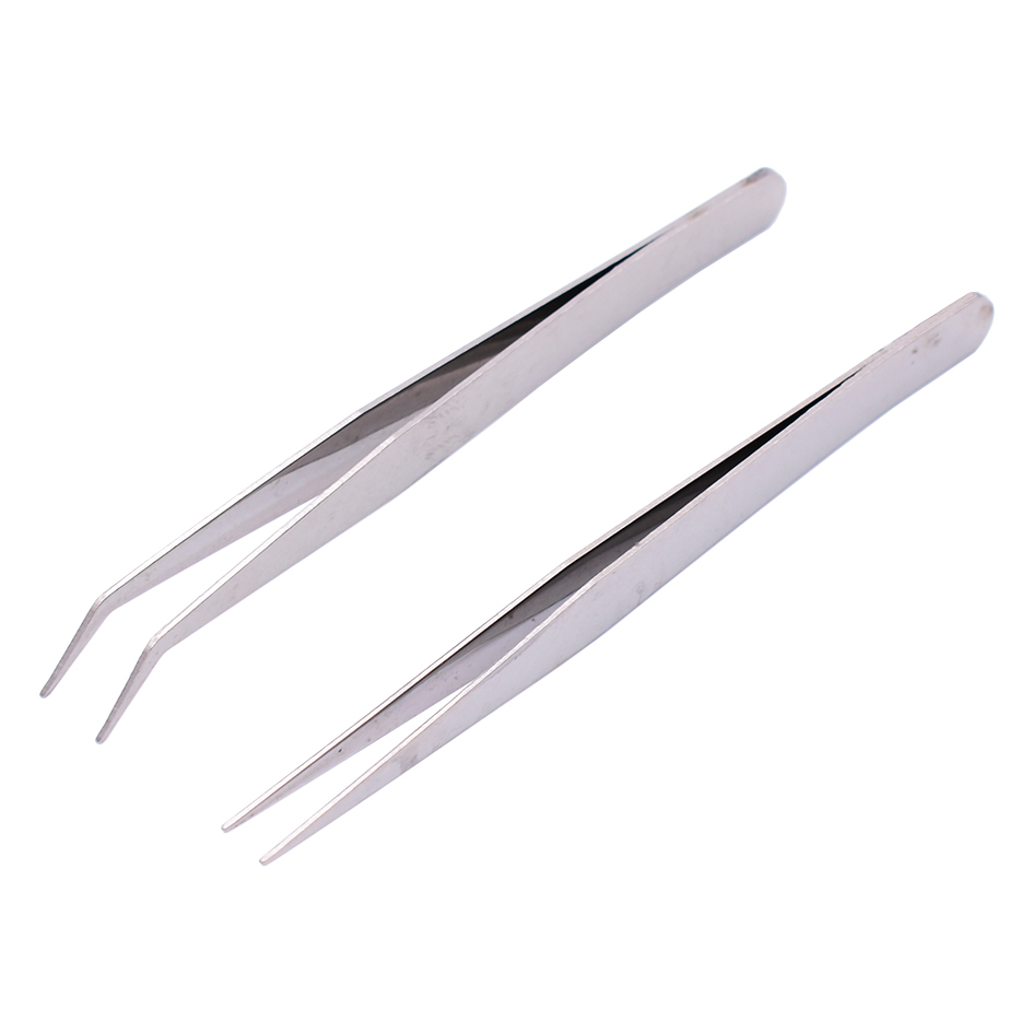 Cheapest Stainless Steel Straight Head / Curved Head Tweezers Nipper for Phone Repairment DIY Repair Tools 500pcs/lot