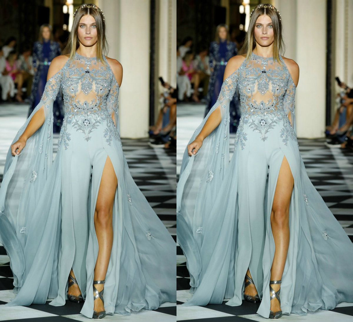 Zuhairmurad Customized A Line Evening Dress Halter Long Sleeve Formal Dress Chiffon Tulle Lace Split Crystal Party Bridesmaid Gown, Silver
Zuhairmurad Customized A Line Evening Dress Halter Long Sleeve Formal Dress Chiffon Tulle Lace Split Crystal Party Bridesmaid Gown, Silver