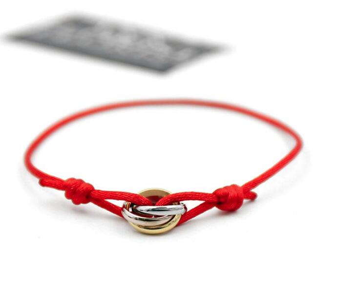 Titanium steel Three color Love Bracelet Bangle for women Red Rope lovers charm bracelets femme and men Fashion Hand accessorize Friendship