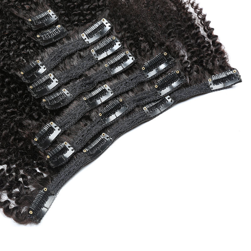 Curly in Extension Human 3C 4A Clip Ins Full Head for Women Brazilian Remy Hair Natural Color