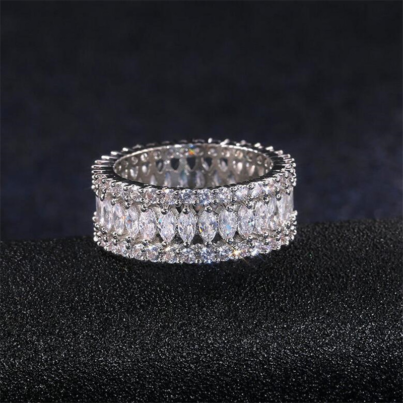 Marquise White Sapphire Sterg Sier Women's Wedding Band Ring